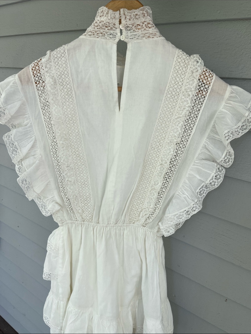 Ulla Johnson Mini Dress White Lace Ruffle Eyelet Dress US 0 - Picture 9 of 12